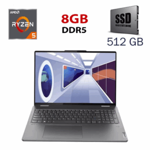 Ультрабук-трансформер Lenovo Yoga 7 16ARP8 / 16" (1920x1080) IPS Touch / AMD Ryzen 5 7535U (6 (12) ядер по 2.9 - 4.55 GHz) / 8 GB DDR5 / 512 GB SSD / AMD Radeon 660M / WebCam