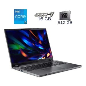 Ультрабук Б-клас Acer TravelMate P214-55-58BP / 14" (1920x1200) IPS / Intel Core i5-1335U (10 (12) ядер по 3.4 - 4.6 GHz) / 16 GB DDR4 / 512 GB SSD / Intel Iris Xe Graphics / Webcam