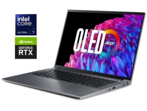 Ігровий ноутбук Б-клас Acer Swift X 14 SFX14-72G / 14.5" (2880x1800) OLED / Intel Core Ultra 7 155H (16 (22) ядер по 3.8 - 4.8 GHz) / 16 GB DDR5 / 1000 GB SSD NVMe / nVidia GeForce RTX 4060, 8 GB GDDR6, 128-bit / WebCam