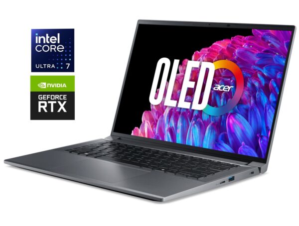 Ігровий ноутбук Б-клас Acer Swift X 14 SFX14-72G / 14.5" (2880x1800) OLED / Intel Core Ultra 7 155H (16 (22) ядер по 3.8 - 4.8 GHz) / 16 GB DDR5 / 1000 GB SSD NVMe / nVidia GeForce RTX 4060, 8 GB GDDR6, 128-bit / WebCam