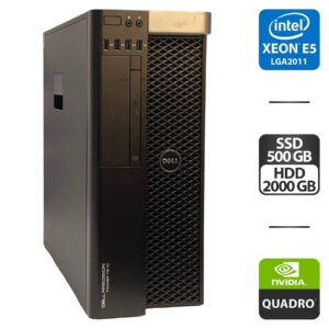 Робоча станція Dell Precision T7810 Tower / 2x Intel Xeon E5-2623 v3 (4 (8) ядра по 3.0 - 3.5 GHz) / 64 GB DDR4 / 500 GB SSD + 2000 GB HDD / nVidia Quadro K4200, 4 GB GDDR5, 256-bit / 825W / DVD-ROM