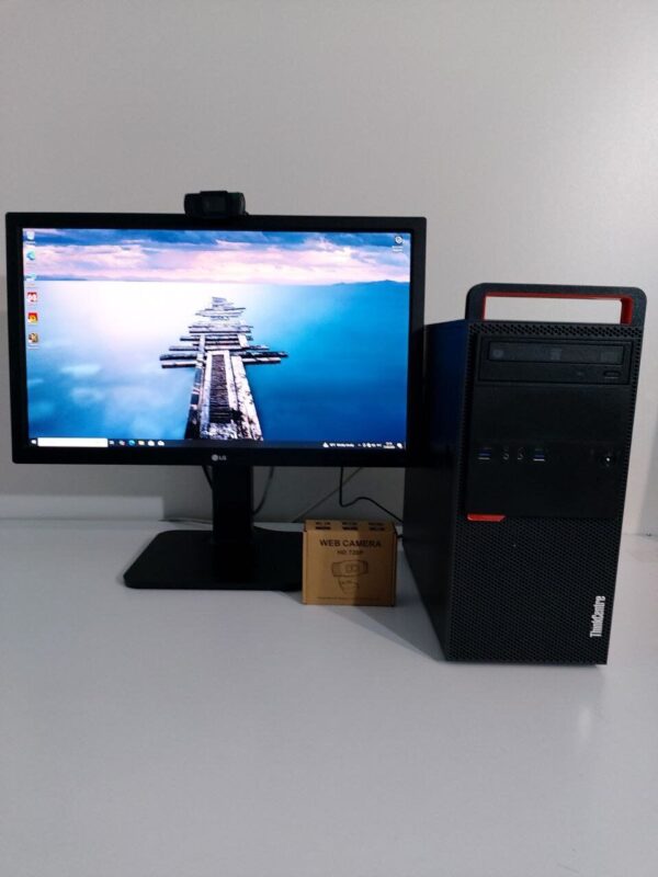 Комплект: Lenovo ThinkCentre M800 Tower / Intel Core i5-6500 (4 ядра по 3.2 - 3.6 GHz) / 16 GB DDR4 / 256 GB SSD + 500 GB HDD / nVidia GeForce GTX 950, 2 GB GDDR5, 128-bit / DVD-ROM + Монітор LG 24MB37PM-B / 24" (1920x1080) IPS + Веб-камера, кабелі
