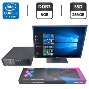 Комплект ПК: комп'ютер Dell OptiPlex 3020 SFF / Intel Core i5-4570 (4 ядра по 3.2 - 3.6 GHz) / 8 GB DDR3 / 256 GB SSD / Intel HD Graphics 4600 / DVD-ROM + Монитор Б-клас Dell P2217 / 22" (1680x1050) TN + Клавіатура та мишка, кабелі