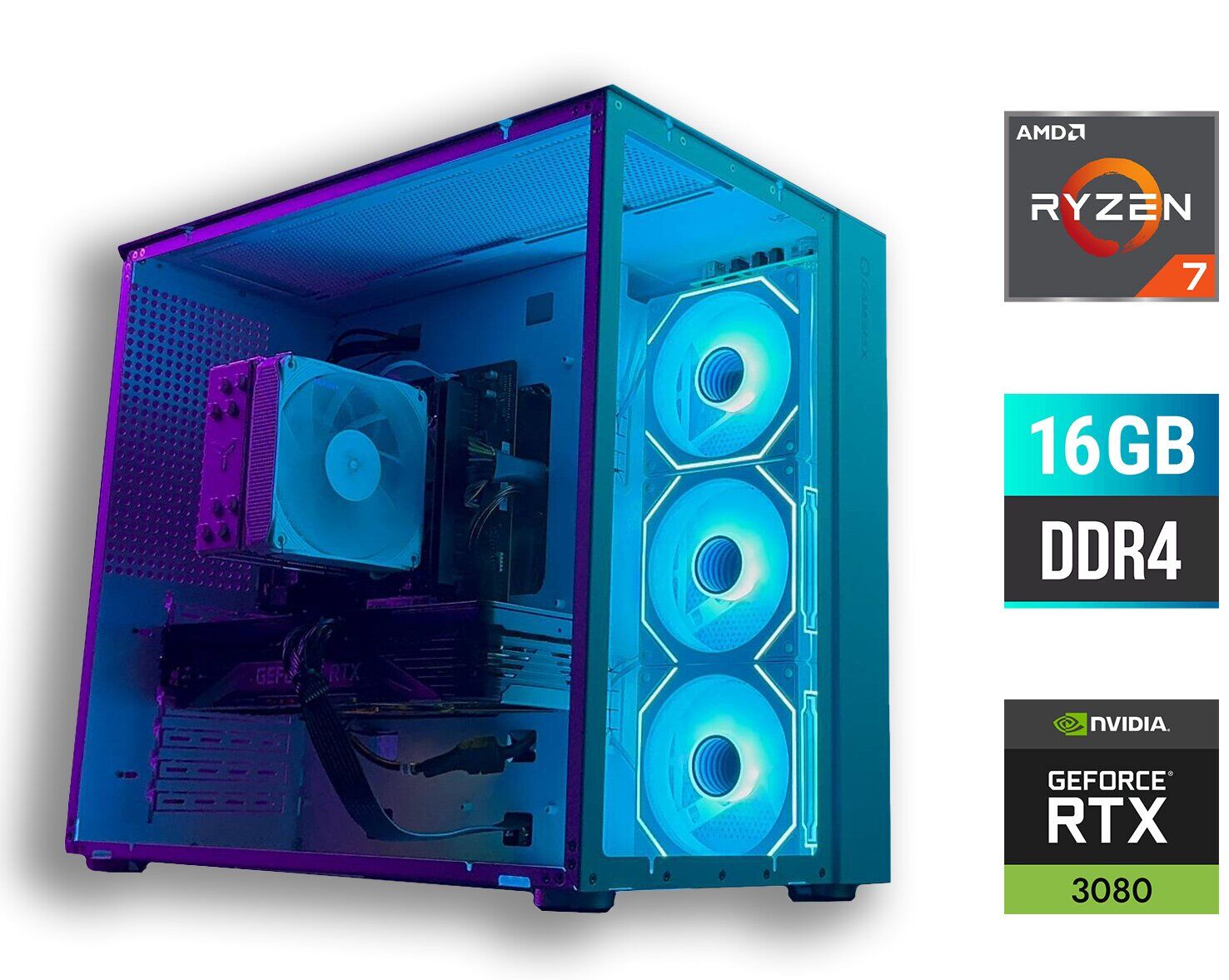Ігровий ПК Tower / AMD Ryzen 7 5700X (8 (16) ядер по 3.4 - 4.6 GHz) / 16 GB DDR4 / 500 GB SSD / nVidia GeForce RTX 3080, 10 GB GDDR6X, 320-bit + Кабель живлення