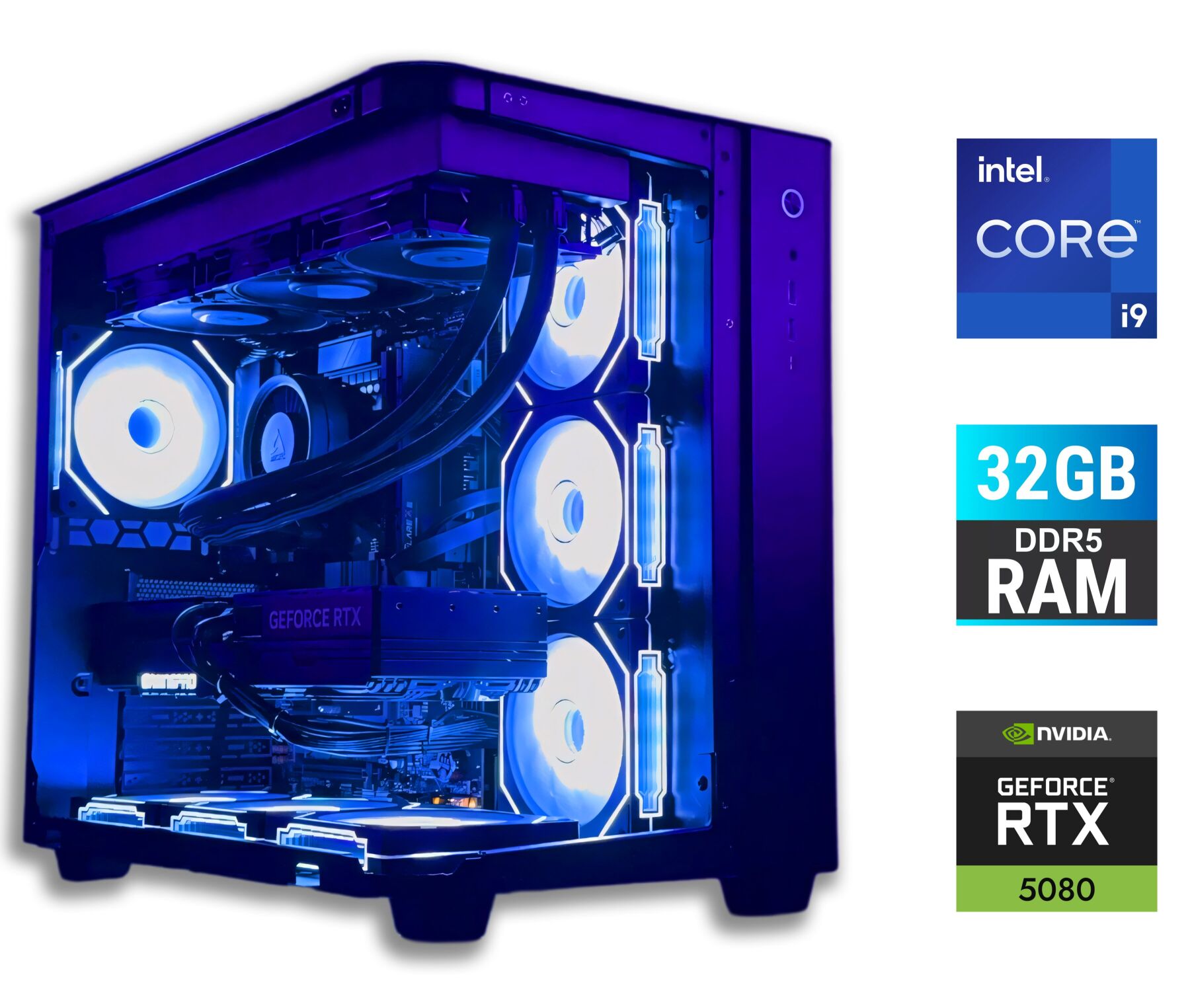 Ігровий ПК Tower / Intel Core i9-14900K (24 (32) ядра по 3.2 - 6.0 GHz) / 32 GB DDR5 / 2000 GB SSD / nVidia GeForce RTX 5080, 16 GB GDDR7, 256-bit / 850W + Кабель живлення