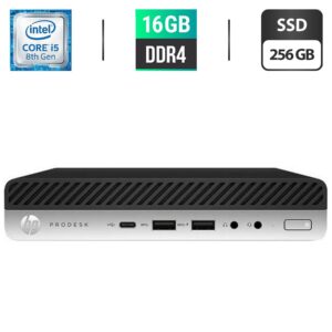 Неттоп Б-клас HP ProDesk 600 G3 Desktop Mini USFF / Intel Core i5-8500T (6 ядер по 2.1 - 3.5 GHz) / 16 GB DDR4 / 256 GB SSD / Intel UHD Graphics 630 / DisplayPort + Блок живлення