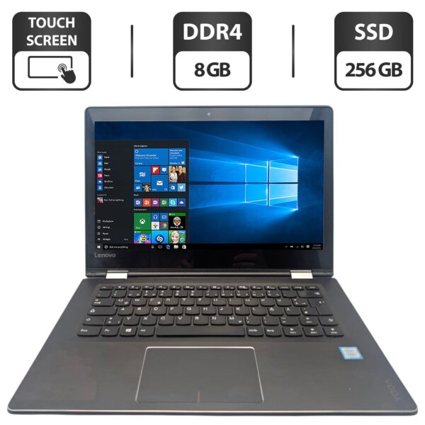 Ноутбук-трансформер Lenovo Yoga 510-14 / 14" (1366x768) TN Touch / Intel Core i7-7500U (2 (4) ядра по 2.7 - 3.5 GHz) / 8 GB DDR4 / 256 GB SSD / Intel HD Graphics 620 / WebCam