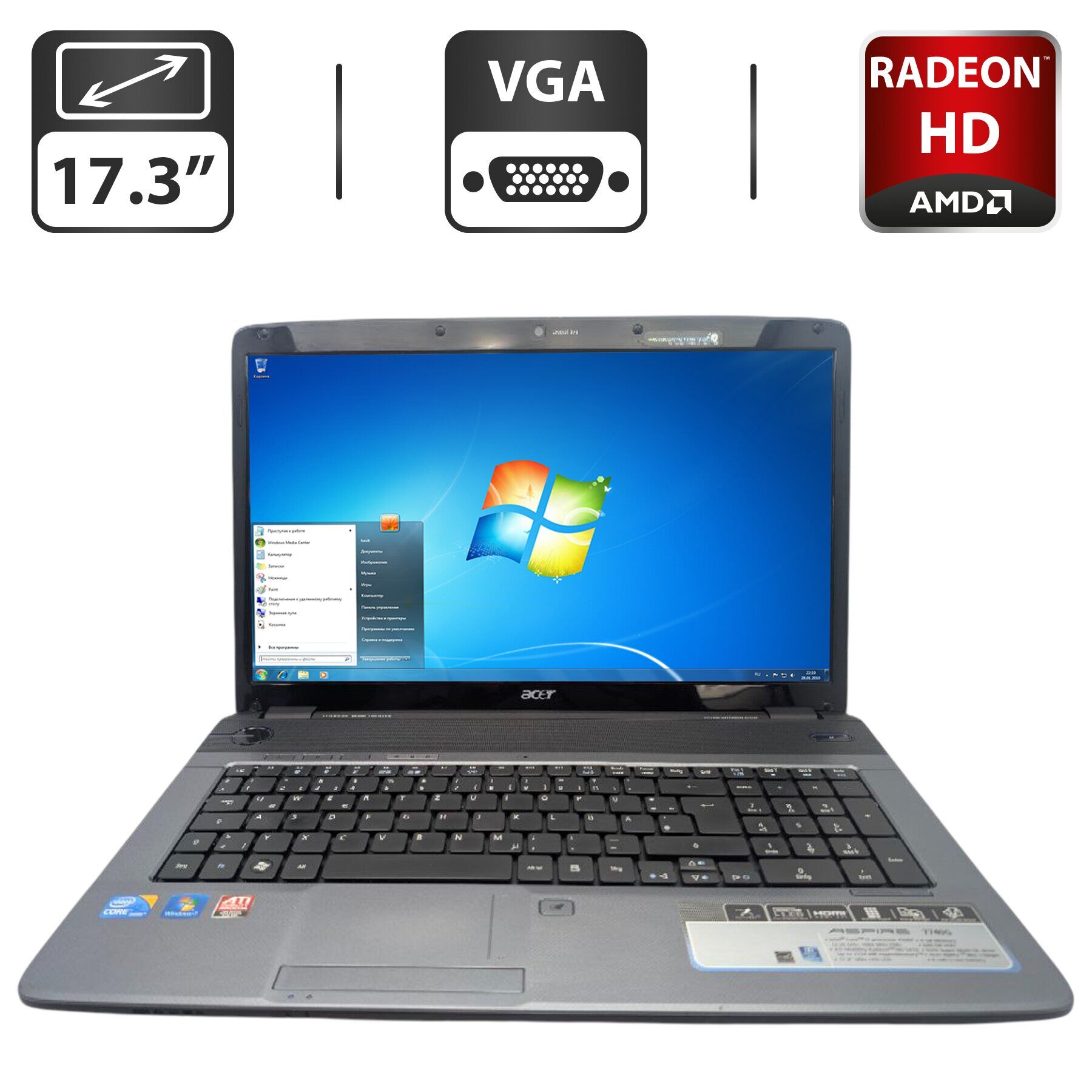 Ноутбук Acer Aspire 7740 / 17.3" (1600x900) TN / Intel Core i5-430M (2 (4) ядра по 2.2 - 2.5 GHz) / 6 GB DDR3 / 640 GB HDD / AMD Radeon HD 5470, 512 MB GDDR5, 64-bit / WebCam / DVD-ROM