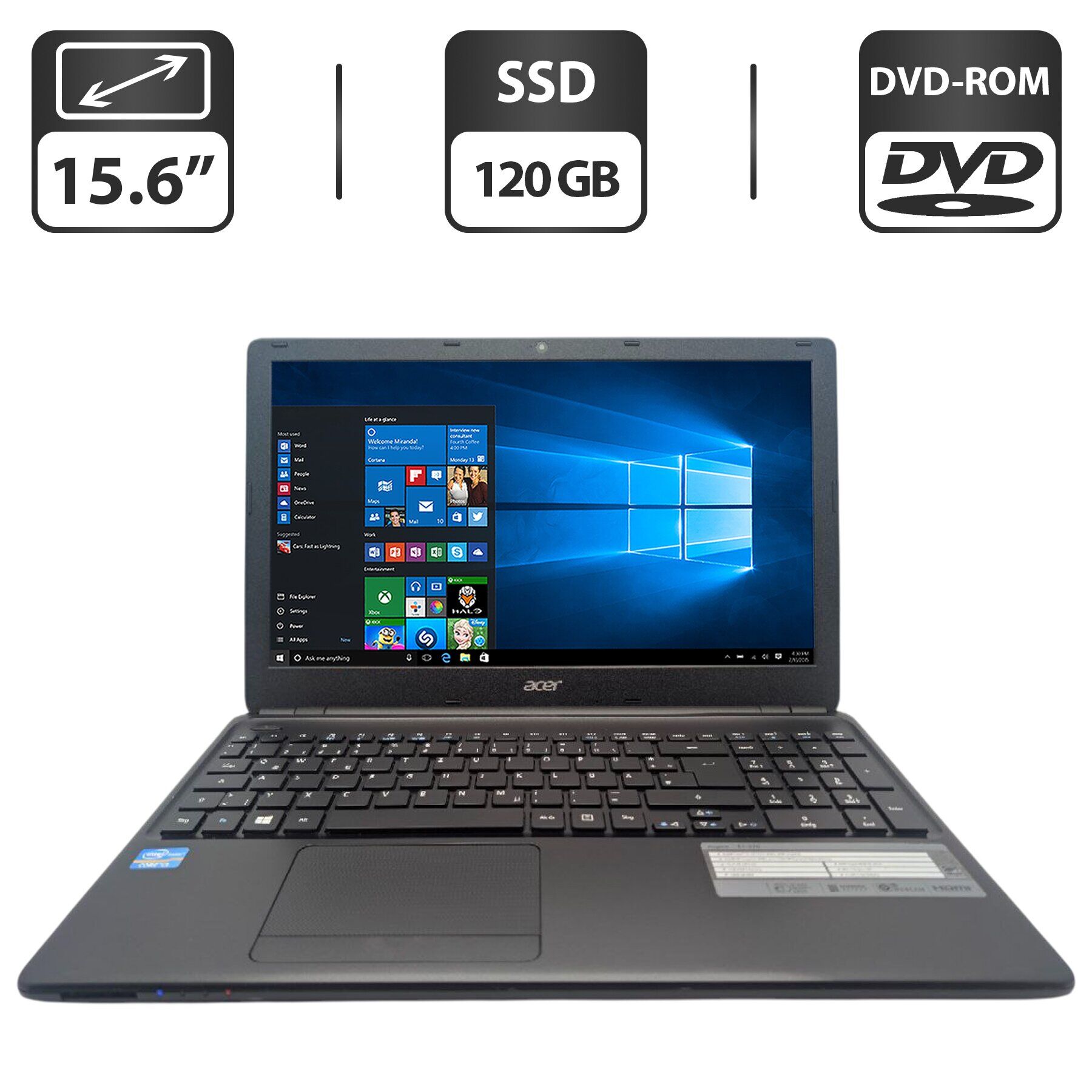 Ноутбук Acer Aspire ES1-571 / 15.6" (1366x768) TN / Intel Core i3-3217U (2 (4) ядра по 1.8 GHz) / 6 GB DDR3 / 120 GB SSD / Intel HD Graphics 4000 / WebCam / DVD-ROM