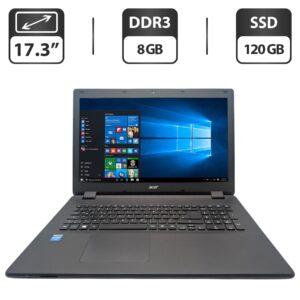 Ноутбук Acer Aspire ES1-711 / 17.3" (1600x900) TN / Intel Celeron N2940 (4 ядра по 1.83 - 2.25 GHz) / 8 GB DDR3 / 120 GB SSD / Intel HD Graphics / WebCam / DVD-ROM