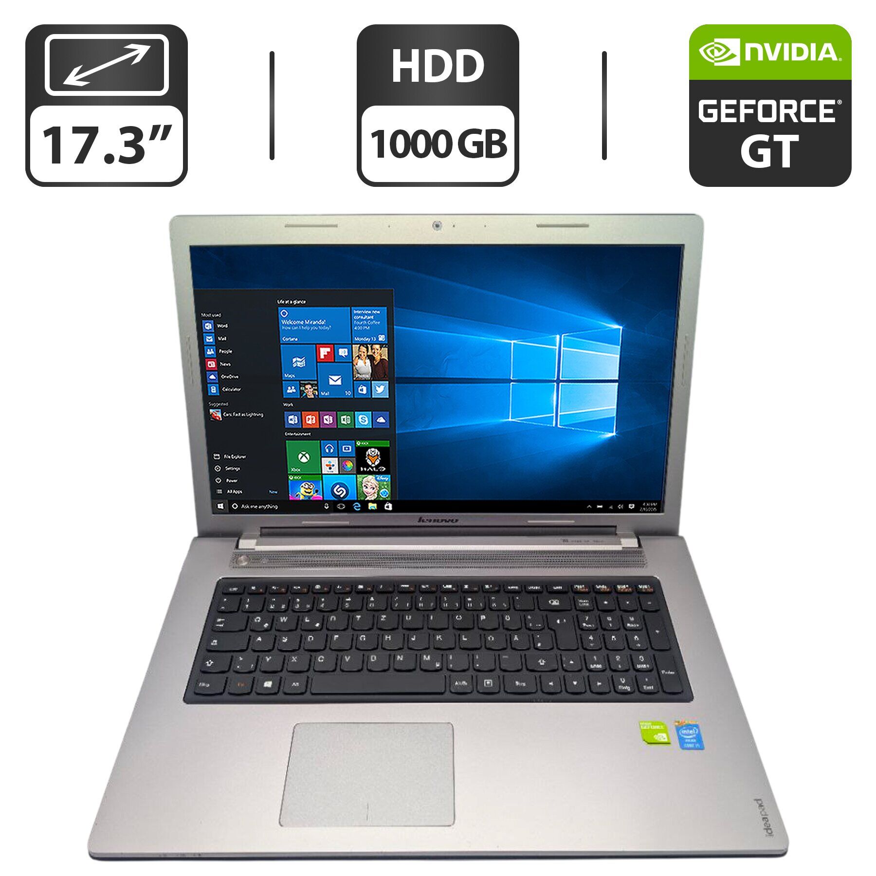 Ноутбук Б-клас Lenovo IdeaPad Z710 / 17.3" (1600x900) TN / Intel Core i5-4200M (2 (4) ядра по 2.5 - 3.1 GHz) / 8 GB DDR3 / 1000 GB HDD / nVidia GeForce GT 740M, 2 GB GDDR3, 64-bit / WebCam / DVD-ROM