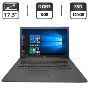 Ноутбук HP 17-bs077ng / 17.3" (1600x900) TN / Intel Celeron N3060 (2 ядра по 1.6 - 2.4 GHz) / 8 GB DDR3 / 120 GB SSD / Intel HD Graphics / WebCam