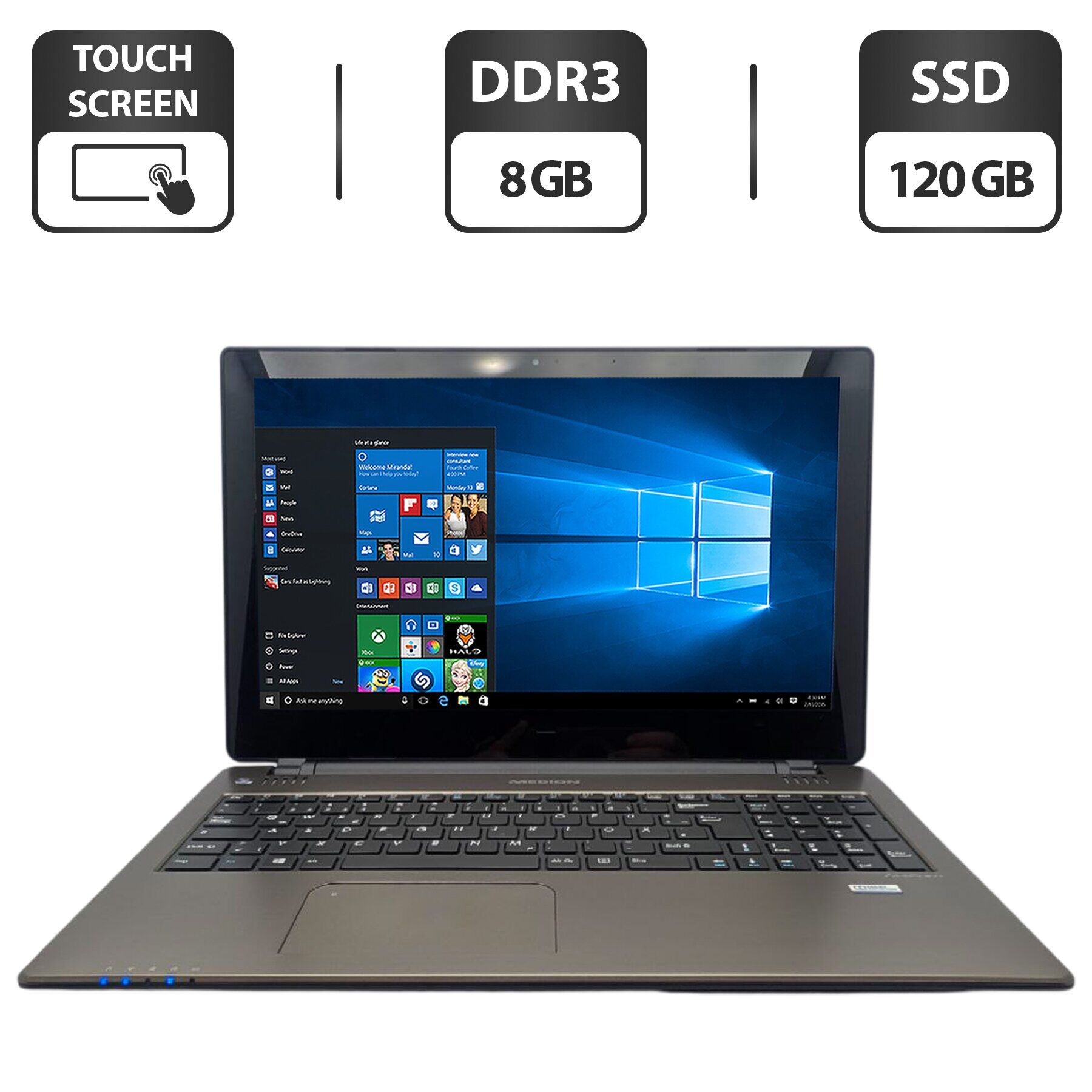 Ноутбук Medion E6239E / 15.6" (1366x768) TN Touch / Intel Pentium N3530 (4 ядра по 2.16 - 2.58 GHz) / 8 GB DDR3 / 120 GB SSD / Intel HD Graphics / WebCam / DVD-ROM