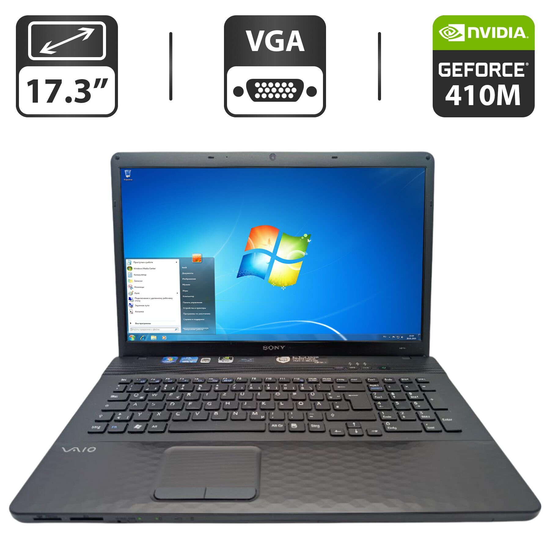Ноутбук Sony VPCEJ / 17.3" (1600x900) TN / Intel Core i3-2350M (2 (4) ядра по 2.3 GHz) / 6 GB DDR3 / 640 GB HDD / nVidia GeForce 410M, 1 GB GDDR3, 64-bit / WebCam / DVD-ROM