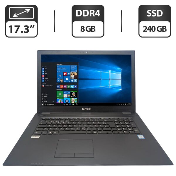 Ноутбук Terra Mobile 1715 / 17.3" (1600x900) TN / Intel Core i5-8250U (4 (8) ядра по 1.6 - 3.4 GHz) / 8 GB DDR4 / 240 GB SSD / Intel UHD Graphics 620 / WevCam / DVD-ROM
