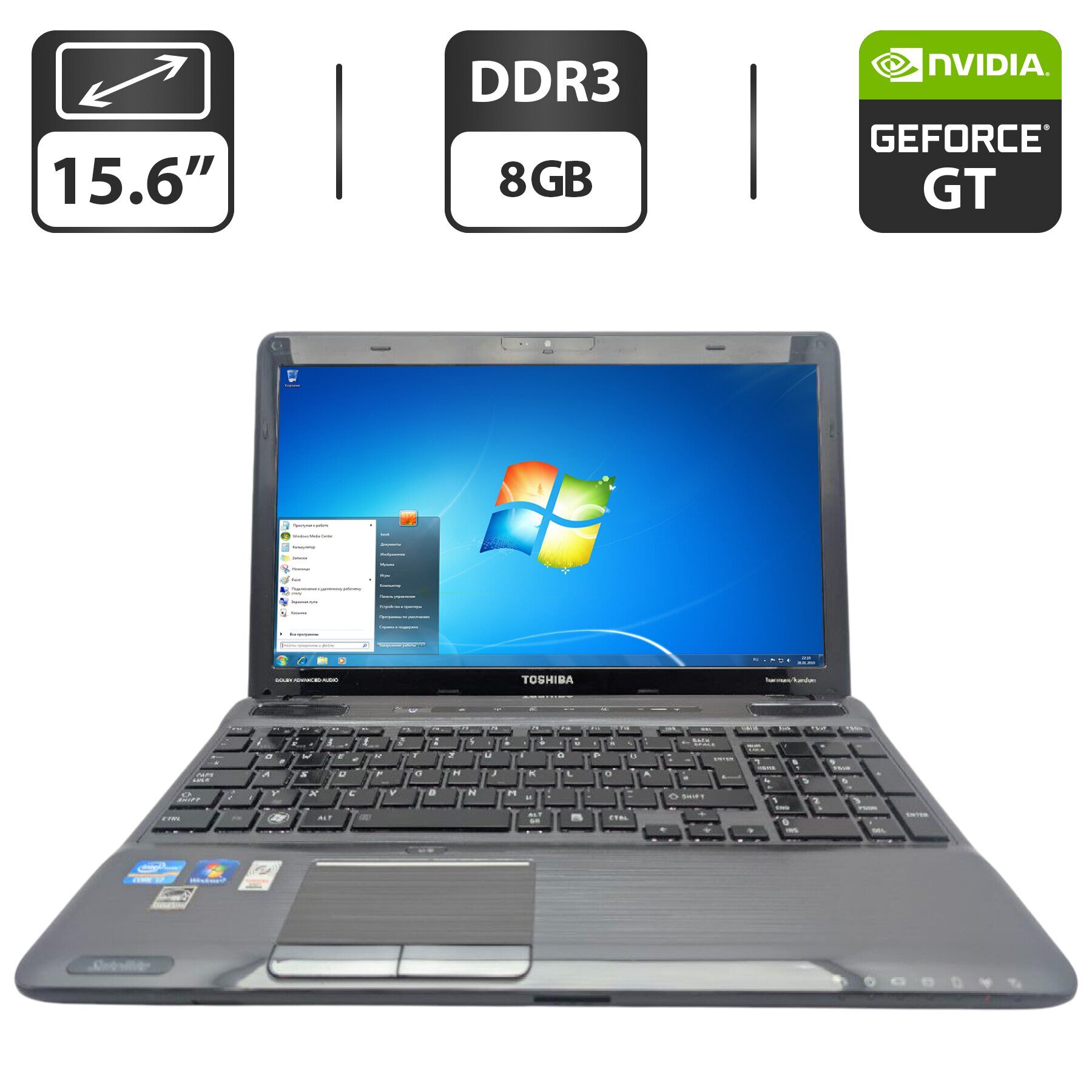 Ноутбук Toshiba Satellite P755 / 15.6" (1366x768) TN / Intel Core i7-2630QM (4 (8) ядро по 2.0 - 2.9 GHz) / 8 GB DDR3 / 500 GB HDD / nVidia GeForce GT 540M, 2 GB GDDR3, 128-bit / WebCam / DVD-ROM