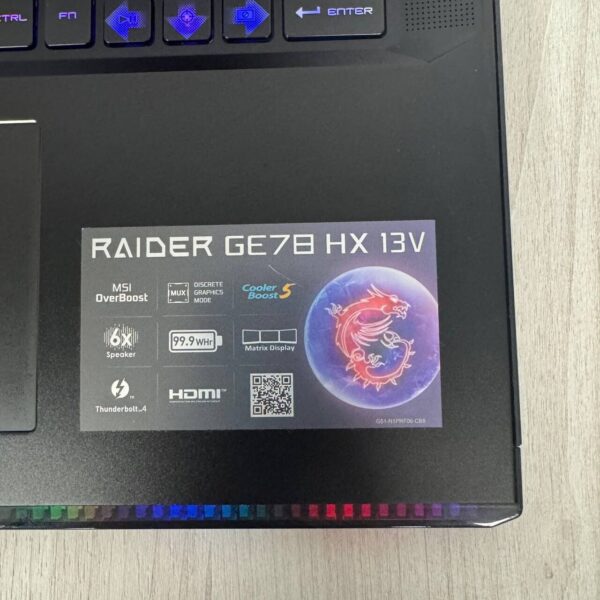 Ігровий ноутбук MSI Raider GE78HX 13VH / 17.3" (2560x1440) IPS / Intel Core i9-13950HX (24 (32) ядер по 2.2 - 5.5 GHz) / 32 GB DDR5 / 2000 GB SSD NVMe / nVidia GeForce RTX 4080, 12 GB GDDR6, 192-bit / WebCam - Зображення 9