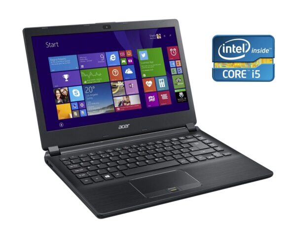 Ноутбук Б-клас Acer TravelMate P446-M / 14" (1920x1080) IPS / Intel Core i7-5500U (2 (4) ядра по 2.4 - 3.0 GHz) / 8 GB DDR3 / 256 GB SSD / Intel HD Graphics 5500 / WebCam / Win 10 Pro