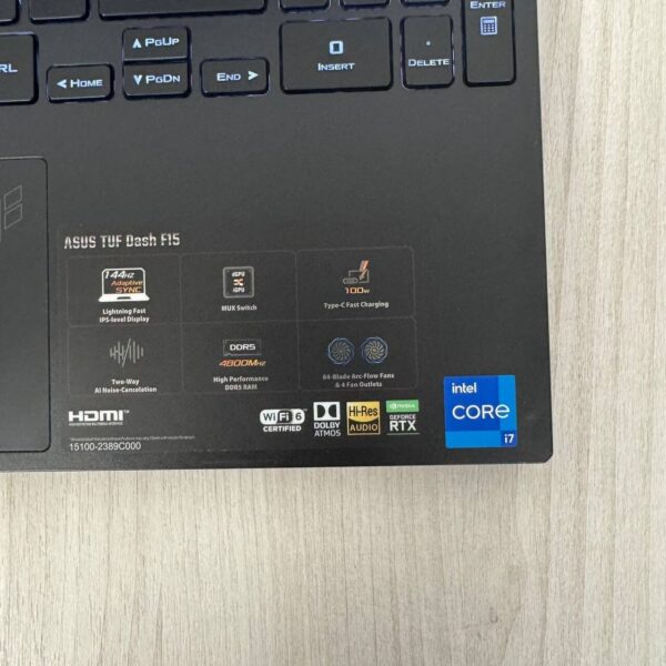 Ігровий ноутбук Asus TUF Dash F15 FX517ZM / 15.6" (1920x1080) IPS / Intel Core i7-12650H (10 (16) ядер по 3.5 - 4.7 GHz) / 16 GB DDR5 / 512 GB SSD NVMe / nVidia GeForce RTX 3070, 8 GB GDDR6, 256-bit / WebCam - Зображення 8