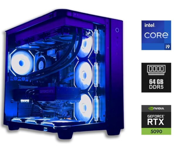 Новий ігровий ПК Tower / Intel Core i9-14900K (24 (32) ядра по 3.2 - 6.0 GHz) / 64 GB DDR5 / 2000 GB SSD / nVidia GeForce RTX 5090, 32 GB GDDR7, 512-bit / 1200W + Кабель живлення
