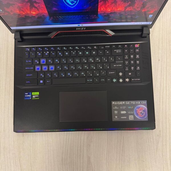 Ігровий ноутбук MSI Raider GE78HX 13VH / 17.3" (2560x1440) IPS / Intel Core i9-13950HX (24 (32) ядер по 2.2 - 5.5 GHz) / 32 GB DDR5 / 2000 GB SSD NVMe / nVidia GeForce RTX 4080, 12 GB GDDR6, 192-bit / WebCam - Зображення 7