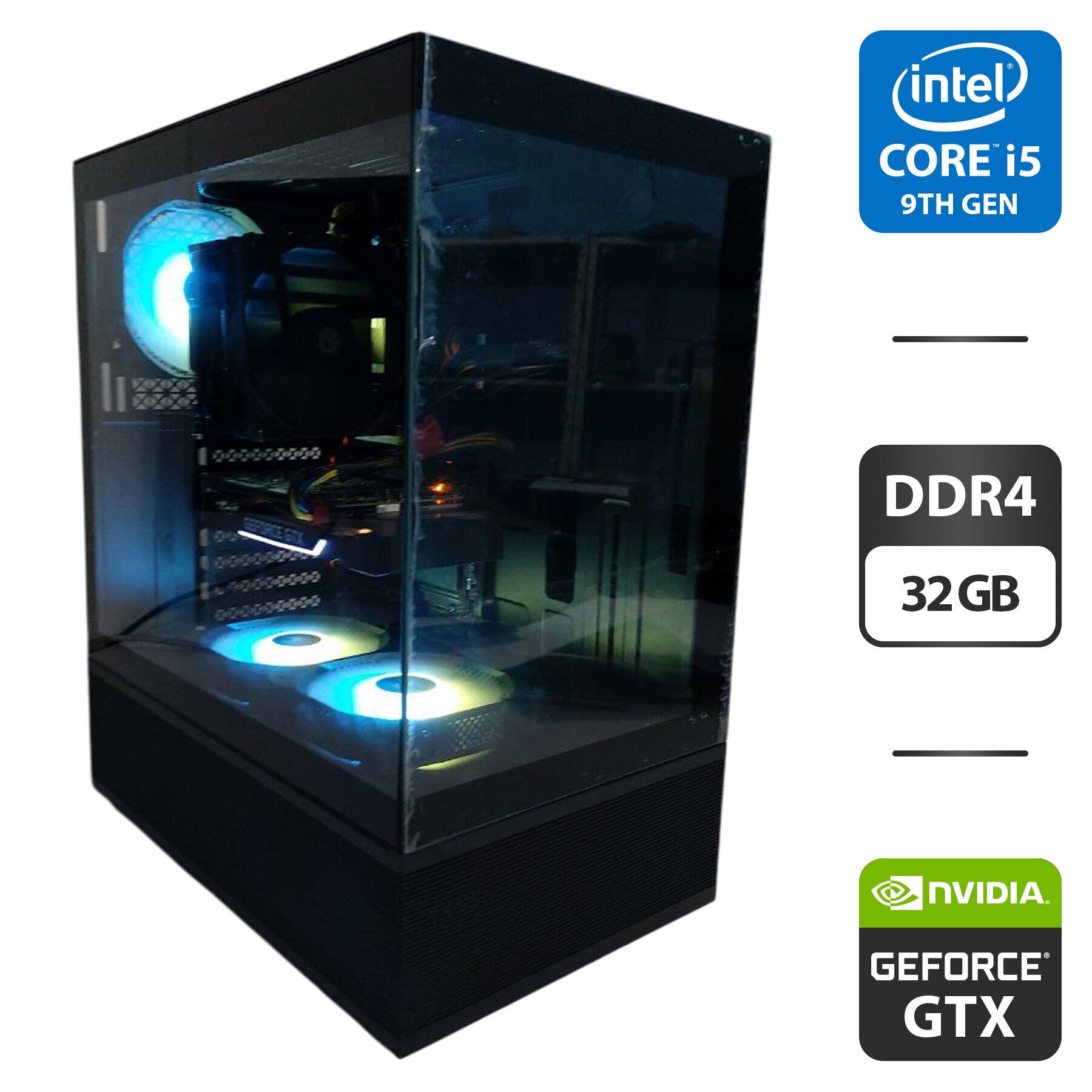 Ігровий ПК 1stPlayer Mi7-A Tower / Intel Core i5-9400 (6 ядер по 2.9 - 4.1 GHz) / 32 GB DDR4 / 256 GB SSD M.2 + 512 GB SSD / nVidia GeForce GTX 1660 Ti, 6 GB GDDR6, 192-bit / 500W