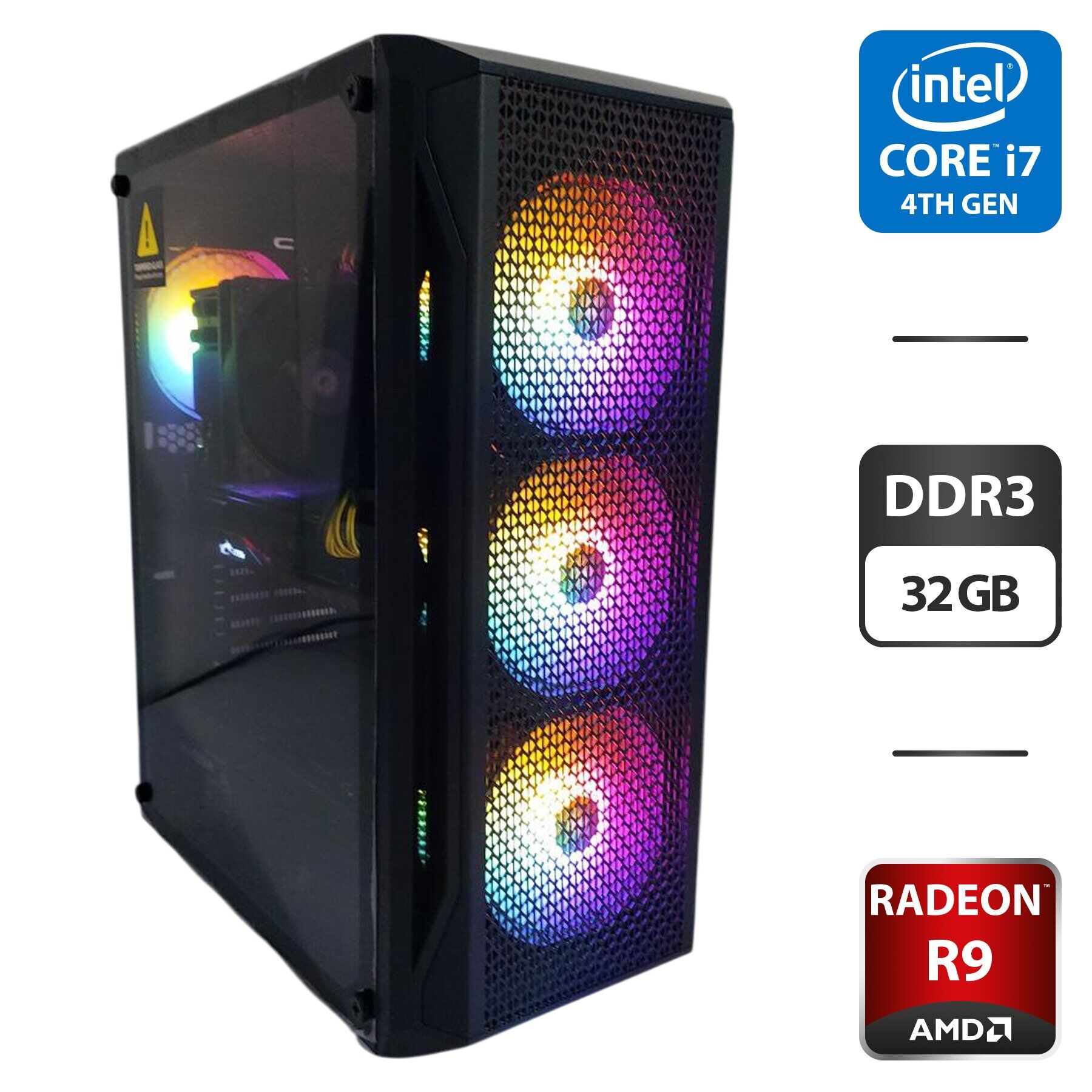 Комп'ютер 1stPlayer X5 Fire Base Tower / Intel Core i7-4790 (4 (8) ядра по 3.6 - 4.0 GHz) / 32 GB DDR3 / 120 GB SSD + 512 GB SSD + 500 GB HDD / AMD Radeon R9 390, 8 GB GDDR5, 512-bit / 630W