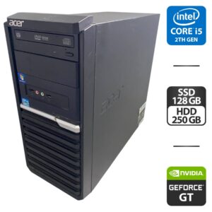 Комп'ютер Acer Veriton M290 Tower / Intel Core i5-2500 (4 ядра по 3.3 - 3.7 GHz) / 8 GB DDR3 / 128 GB SSD + 250 GB HDD / nVidia GeForce GT 530, 2 GB GDDR3, 64-bit / DVD-ROM