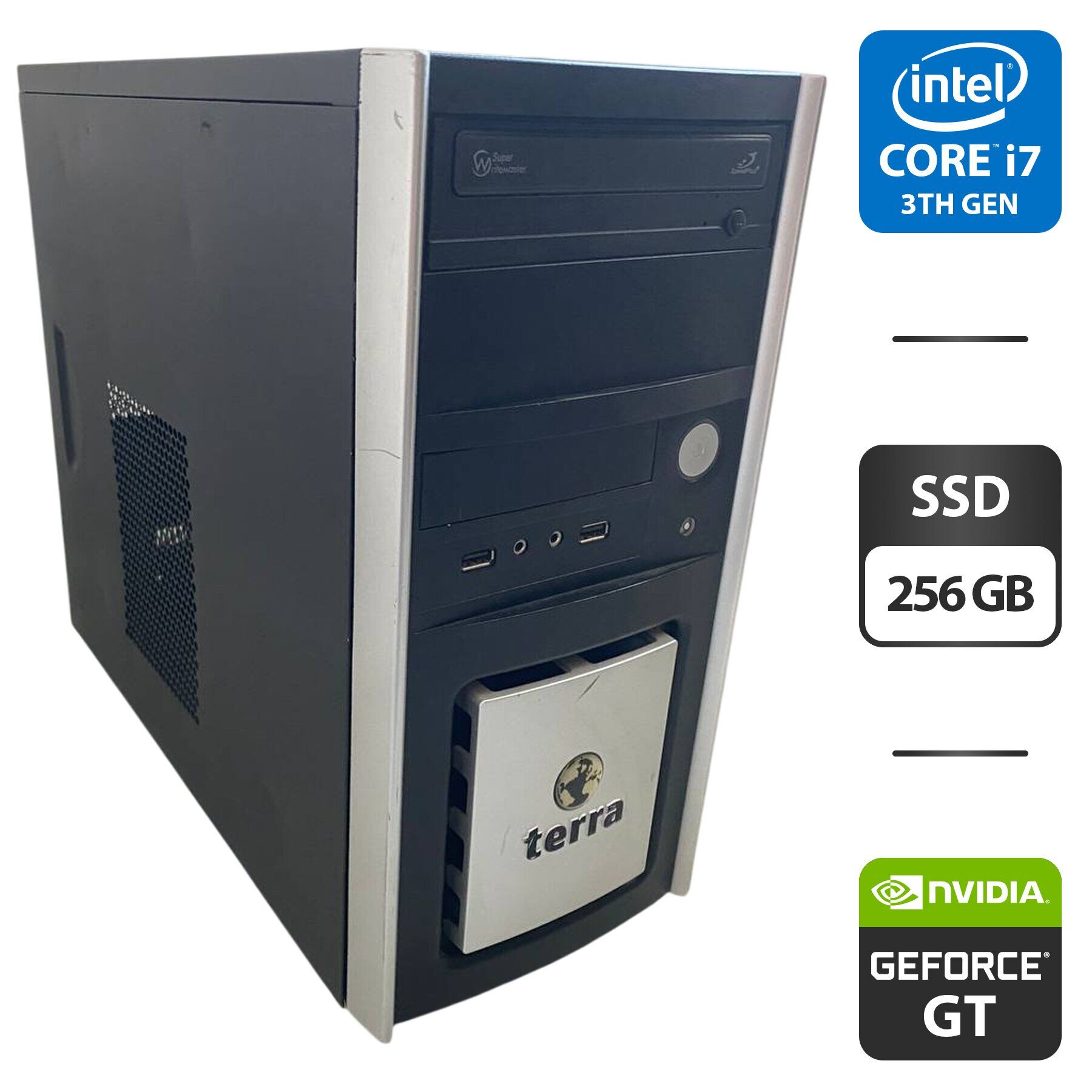 Комп'ютер Terra Tower / Intel Core i7-3770 (4 (8) ядра по 3.4 - 3.9 GHz) / 16 GB DDR3 / 256 GB SSD / nVidia GeForce GT 640, 2 GB GDDR3, 128-bit / DVD-ROM