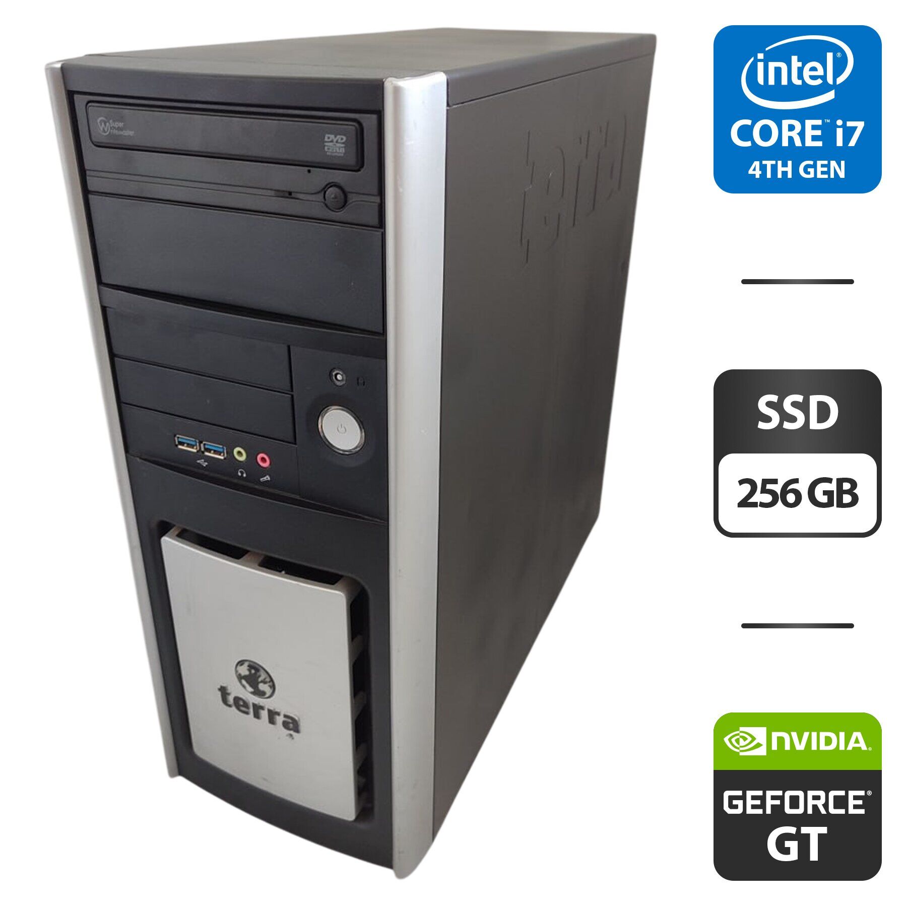 Комп'ютер Terra Tower / Intel Core i7-4770 (4 (8) ядра по 3.4 - 3.9 GHz) / 16 GB DDR3 / 256 GB SSD / nVidia GeForce GT 640, 2 GB GDDR3, 128-bit / DVD-ROM