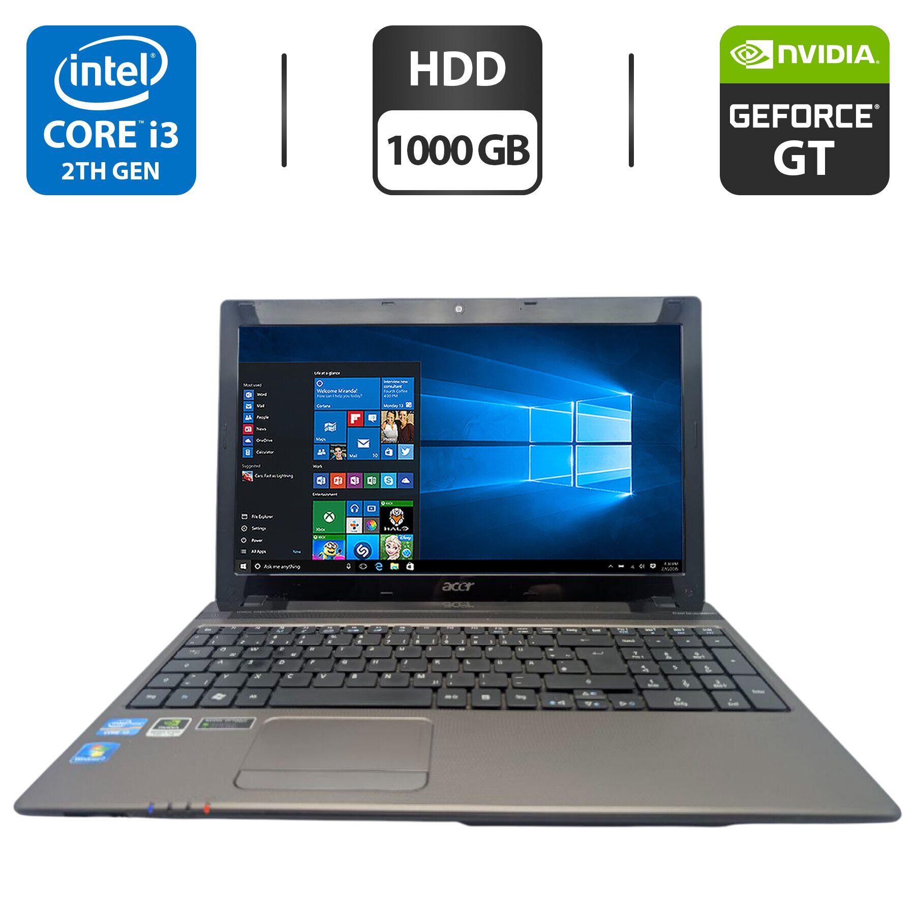 Ноутбук Acer Aspire E1-531G / 15.6" (1366x768) TN / Intel Core i3-2310M (2 (4) ядра по 2.1 GHz) / 6 GB DDR3 / 1000 GB HDD / nVidia GeForce GT 520M, 1 GB GDDR3, 64-bit / WebCaM / DVD-ROM