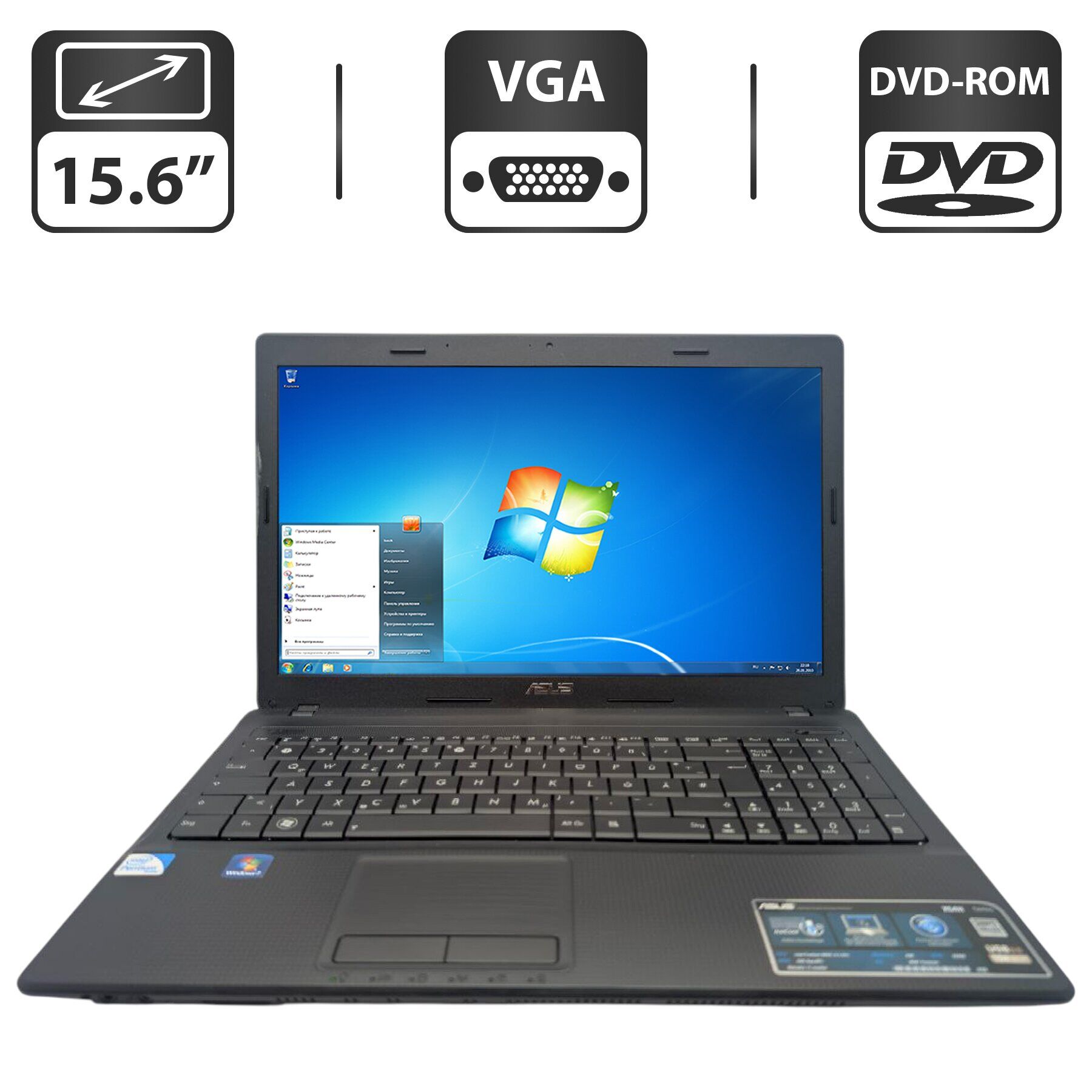 Ноутбук Asus X54H / 15.6" (1366x768) TN / Intel Pentium B950 (2 ядра по 2.1 GHz) / 6 GB DDR3 / 320 GB HDD / Intel HD Graphics / WebCam / DVD-ROM