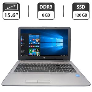 Ноутбук HP 250 G5 / 15.6" (1366x768) TN / Intel Celeron N3060 (2 ядра по 1.6 - 2.48 GHz) / 8 GB DDR3 / 120 GB SSD / Intel HD Graphics 400 / WebCam / DVD-ROM