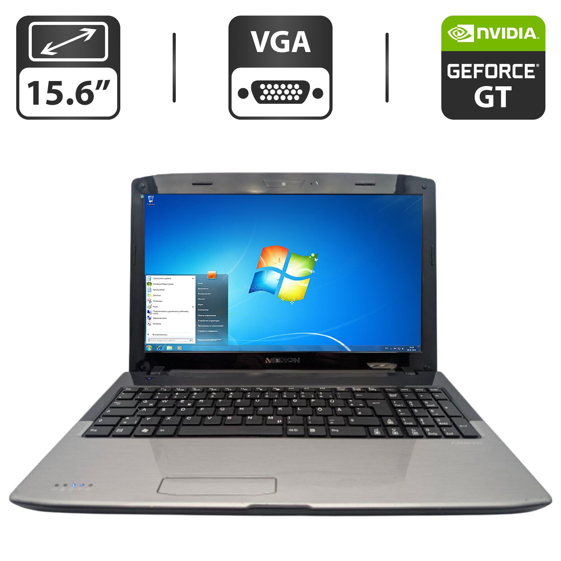 Ноутбук Medion Akoya P6812 / 15.6" (1366x768) TN / Intel Core i3-2330M (2 (4) ядра по 2.2 GHz) / 6 GB DDR3 / 500 GB HDD / nVidia GeForce GT 555M, 1 GB GDDR3, 128-bit / WebCam / DVD-ROM