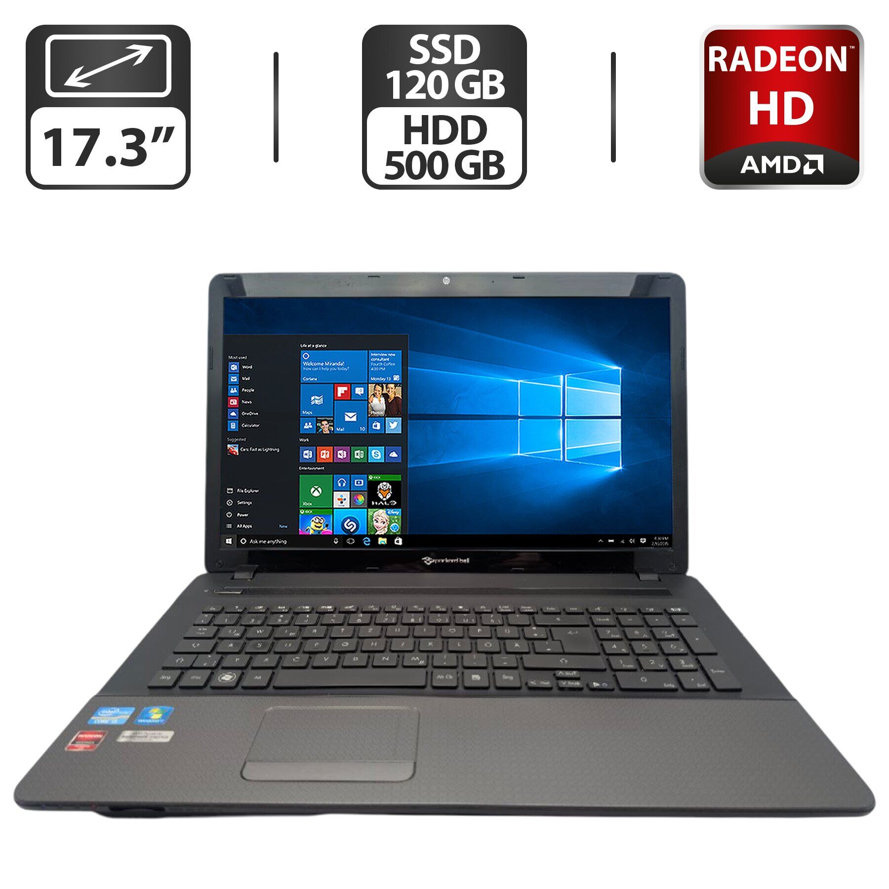 Ноутбук Packard Bell LS11HR / 17.3" (1600x900) TN / Intel Core i5-2430M (2 (4) ядра по 2.4 - 3.0 GHz) / 8 GB DDR3 / 120 GB SSD + 500 GB HDD / AMD Radeon HD 6550M, 1 GB GDDR3, 128-bit / WebCam / DVD-ROM