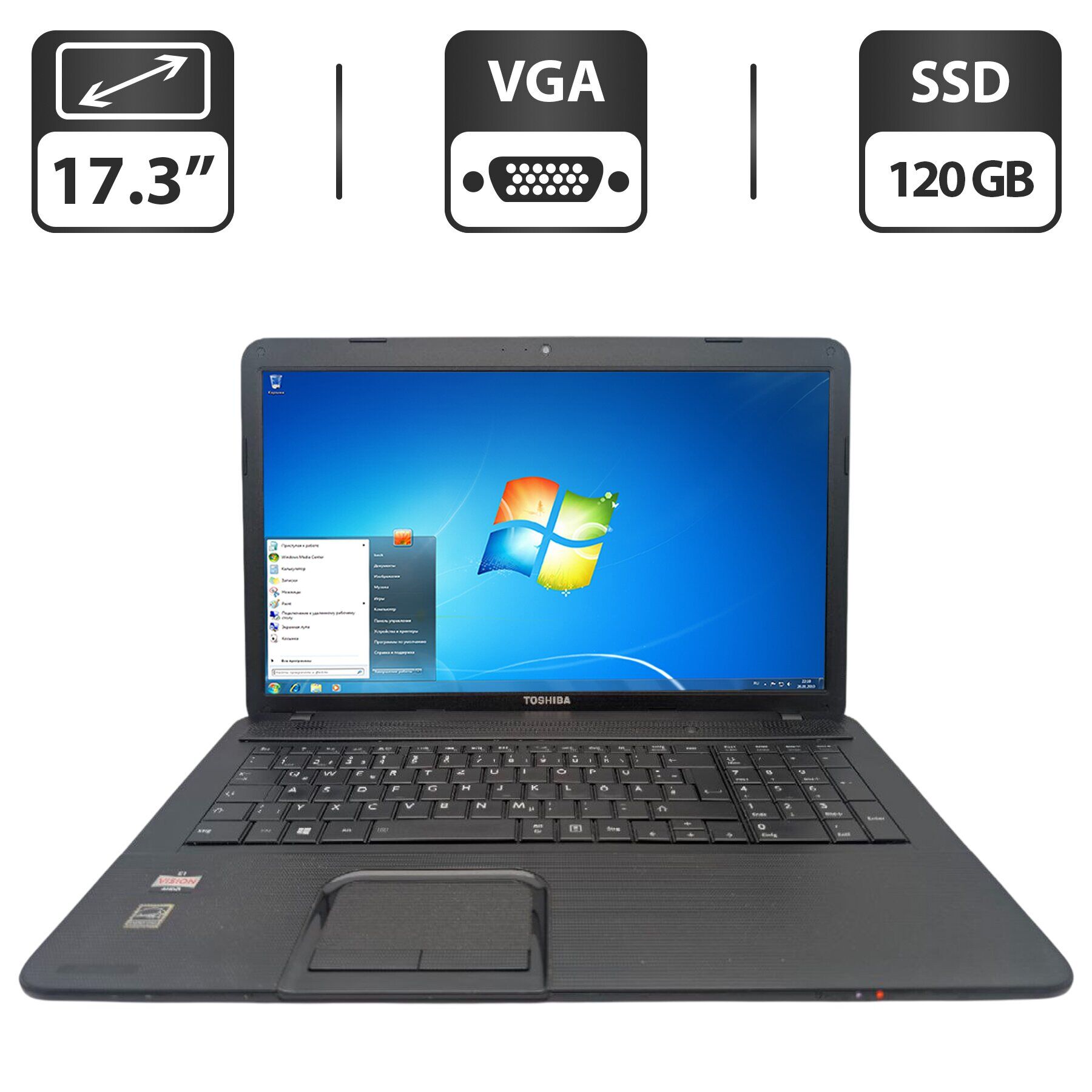 Ноутбук Toshiba Satellite C870D / 17.3" (1600x900) TN / AMD E1-1200 (2 ядра по 1.4 GHz) / 6 GB DDR3 / 120 GB SSD / AMD Radeon HD 7330, 1 GB GDDR3, 64-bit / WebCam