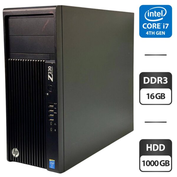 Робоча станція HP Workstation Z230 Tower / Intel Core i7-4790 (4 (8) ядра по 3.6 - 4.0 GHz) / 16 GB DDR3 / 1000 GB HDD / Intel HD Graphics 4600