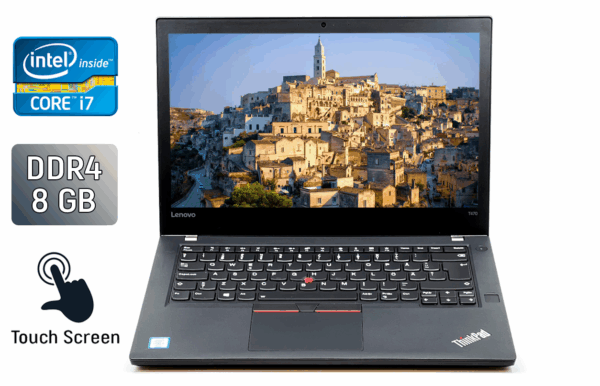 Ультрабук Lenovo ThinkPad T470 / 14" (1920x1080) IPS Touch / Intel Core i7-6500U (2 (4) ядра по 2.5 - 3.1 GHz) / 8 GB DDR4 / 240 GB SSD / Intel HD Graphics 520 / WebCam / TouchID / Windows 10