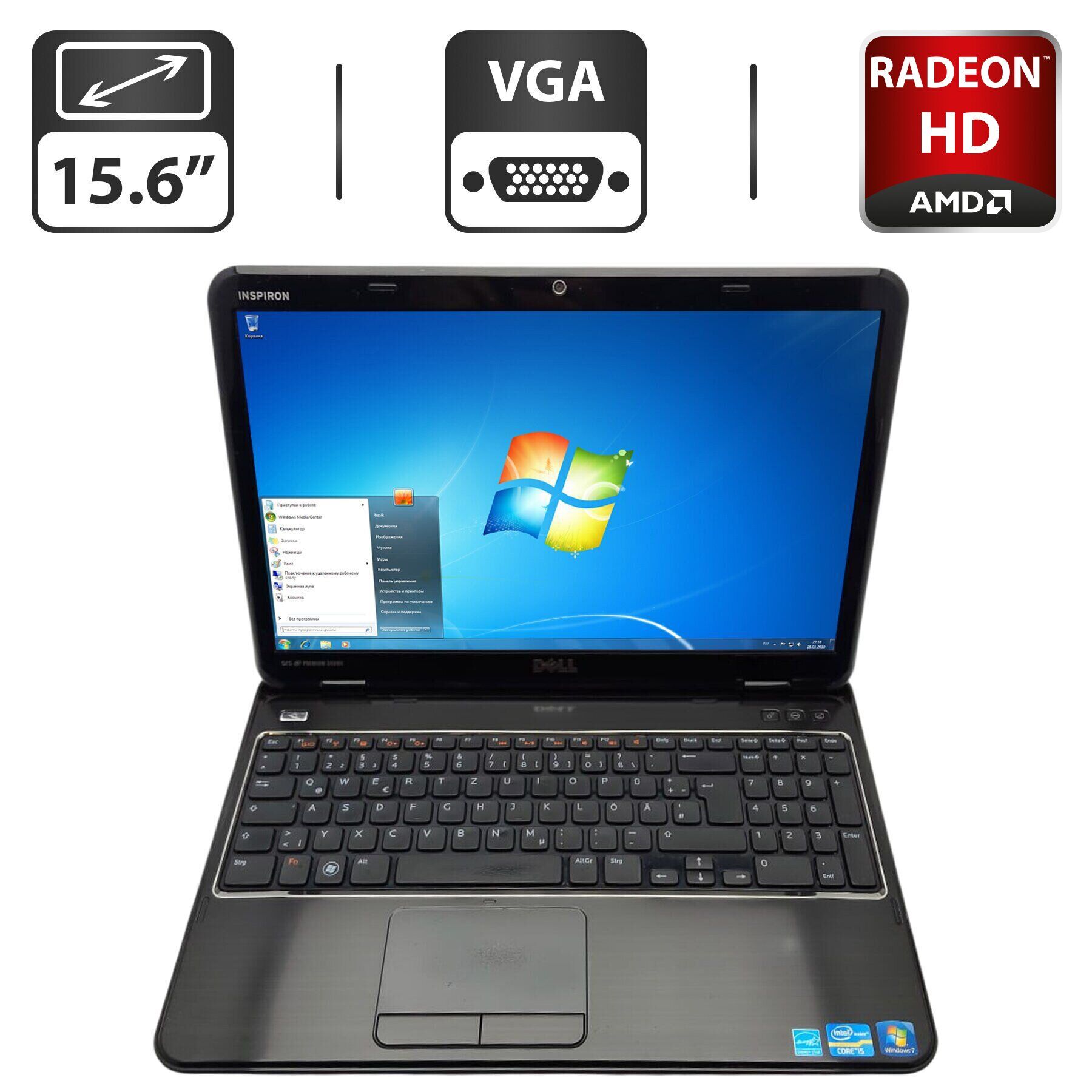 Ноутбук Dell N5110M / 15.6" (1366x768) TN / Intel Core i5-2450M (2 (4) ядра по 2.5 - 3.1 GHz) / 6 GB DDR3 / 500 GB HDD / AMD Radeon HD 6470M, 1 GB GDDR3, 64-bit / WebCam