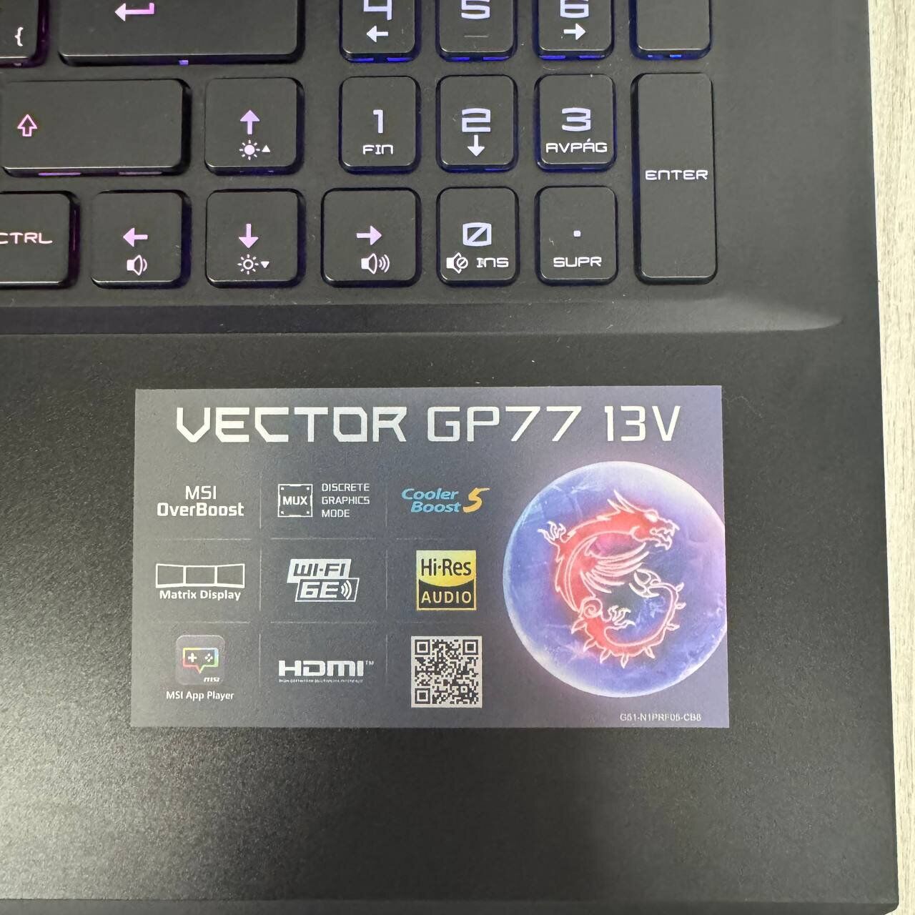 Ігровий ноутбук Б-клас MSI Vector GP77 13VG / 17.3" (2560x1440) IPS / Intel Core i9-13900H (14 (20) ядер по 2.6 - 5.4 GHz) / 32 GB DDR5 / 1000 GB SSD NVMe / nVidia GeForce RTX 4070, 8 GB GDDR6, 128-bit / WebCam - Зображення 9