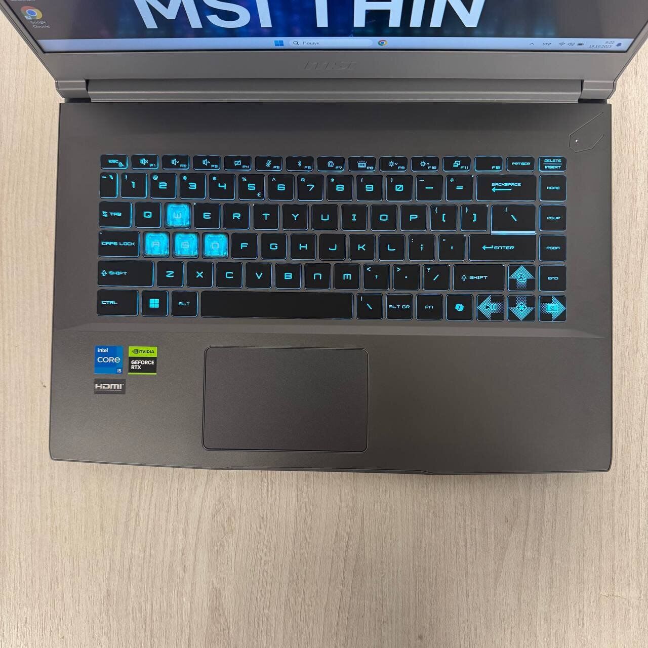 Ігровий ноутбук MSI Thin 15 B13VE / 15.6" (1920x1080) IPS / Intel Core i5-13420H (8 (12) ядер по 3.4 - 4.6 GHz) / 16 GB DDR4 / 512 GB SSD NVMe / nVidia GeForce RTX 4050, 6 GB GDDR6, 96-bit / WebCam - Зображення 7