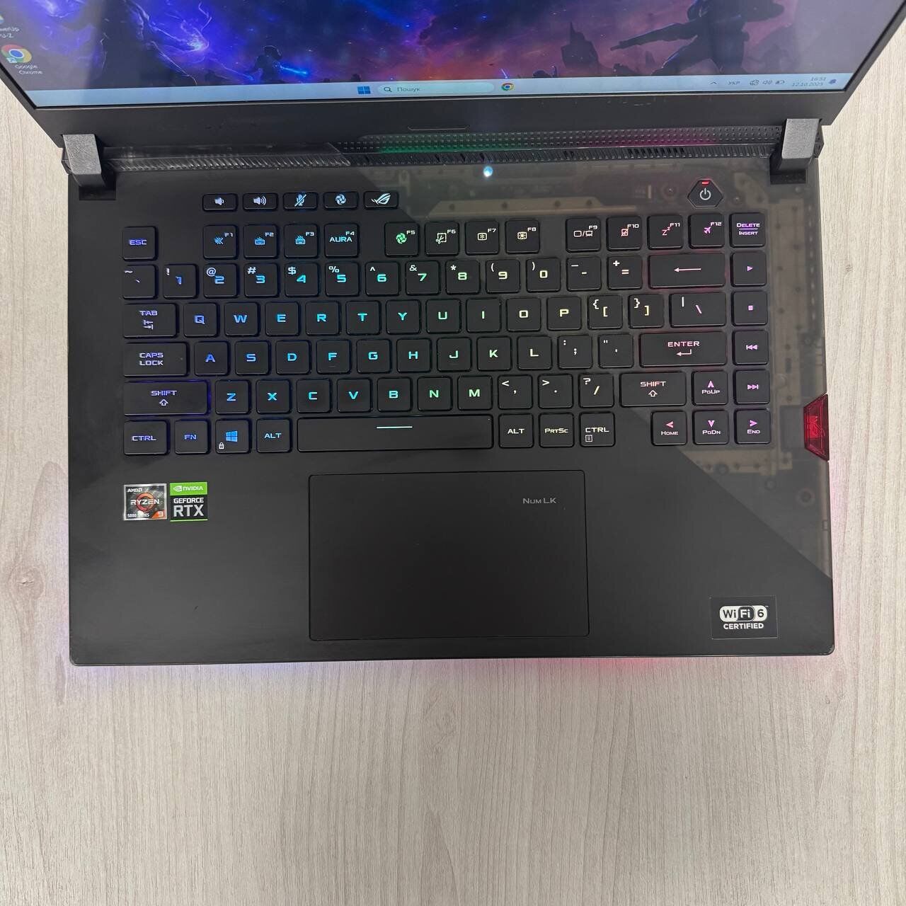 Ігровий ноутбук Б-клас Asus ROG Strix Scar G533QR / 15.6" (1920x1080) IPS / AMD Ryzen 9 5900HX (8 (16) ядер по 3.3 - 4.6 GHz) / 16 GB DDR4 / 512 GB SSD NVMe / nVidia GeForce RTX 3070, 8 GB GDDR6, 256-bit - Зображення 7