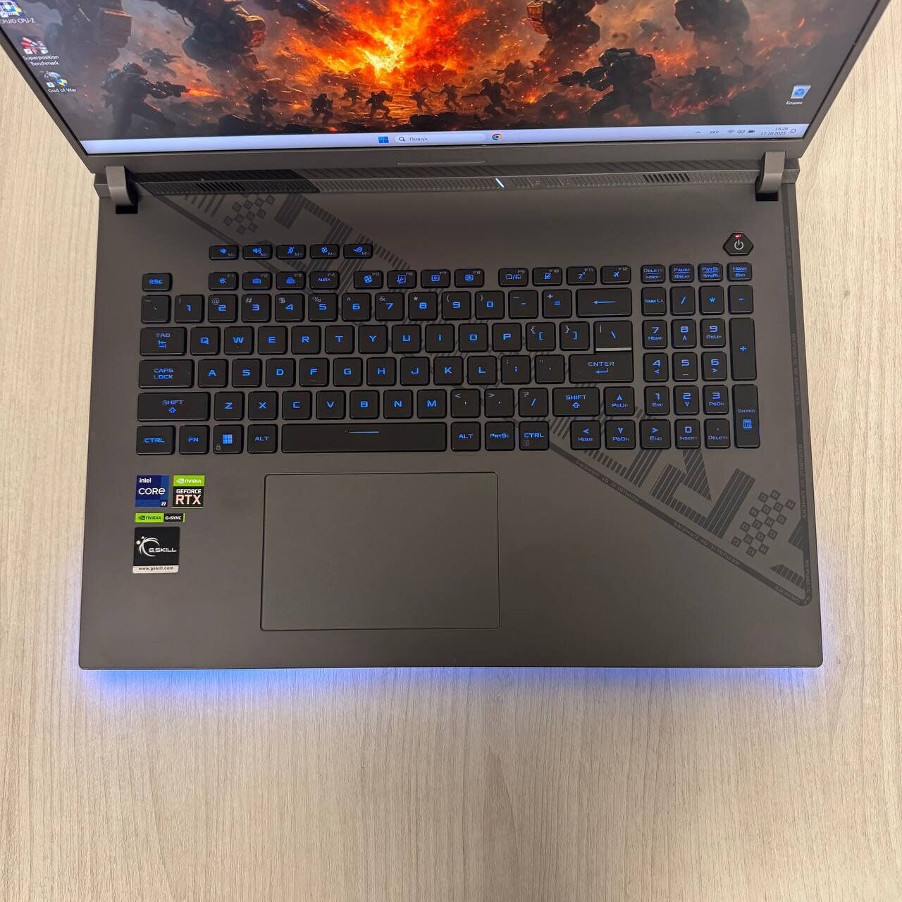 Ігровий ноутбук Б-клас Asus ROG Strix G18 G814JZ / 18" (2560x1600) IPS / Intel Core i9-13980HX (24 (32) ядра по 2.2 - 5.5 GHz) / 32 GB DDR5 / 512 GB SSD NVMe / nVidia GeForce RTX 4080, 12 GB GDDR6, 192-bit / WebCam - Зображення 7