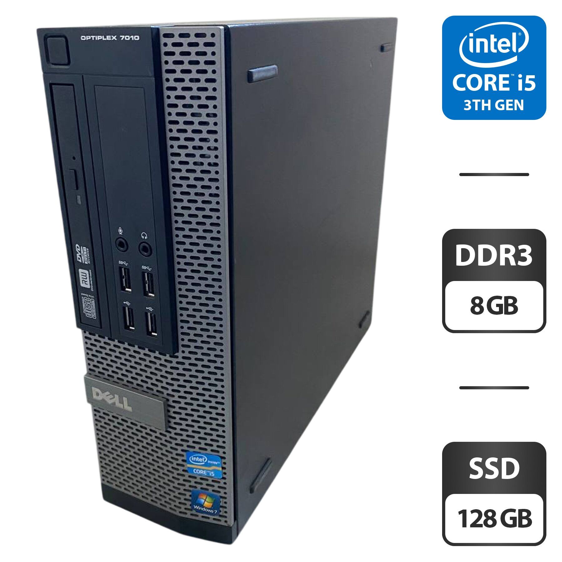 Комп'ютер Dell OptiPlex 7010 SFF / Intel Core i5-3470 (4 ядра по 3.2 - 3.6 GHz) / 8 GB DDR3 / 128 GB SSD / Intel HD Graphics 2500 / DVD-ROM