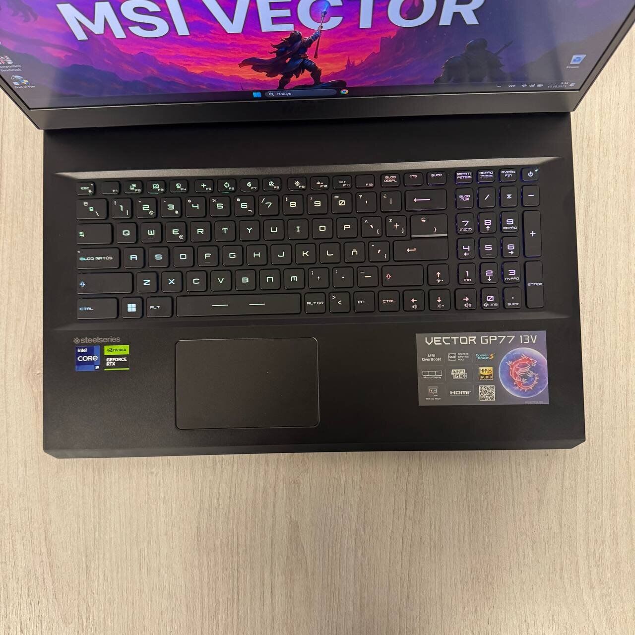Ігровий ноутбук Б-клас MSI Vector GP77 13VG / 17.3" (2560x1440) IPS / Intel Core i9-13900H (14 (20) ядер по 2.6 - 5.4 GHz) / 32 GB DDR5 / 1000 GB SSD NVMe / nVidia GeForce RTX 4070, 8 GB GDDR6, 128-bit / WebCam - Зображення 7