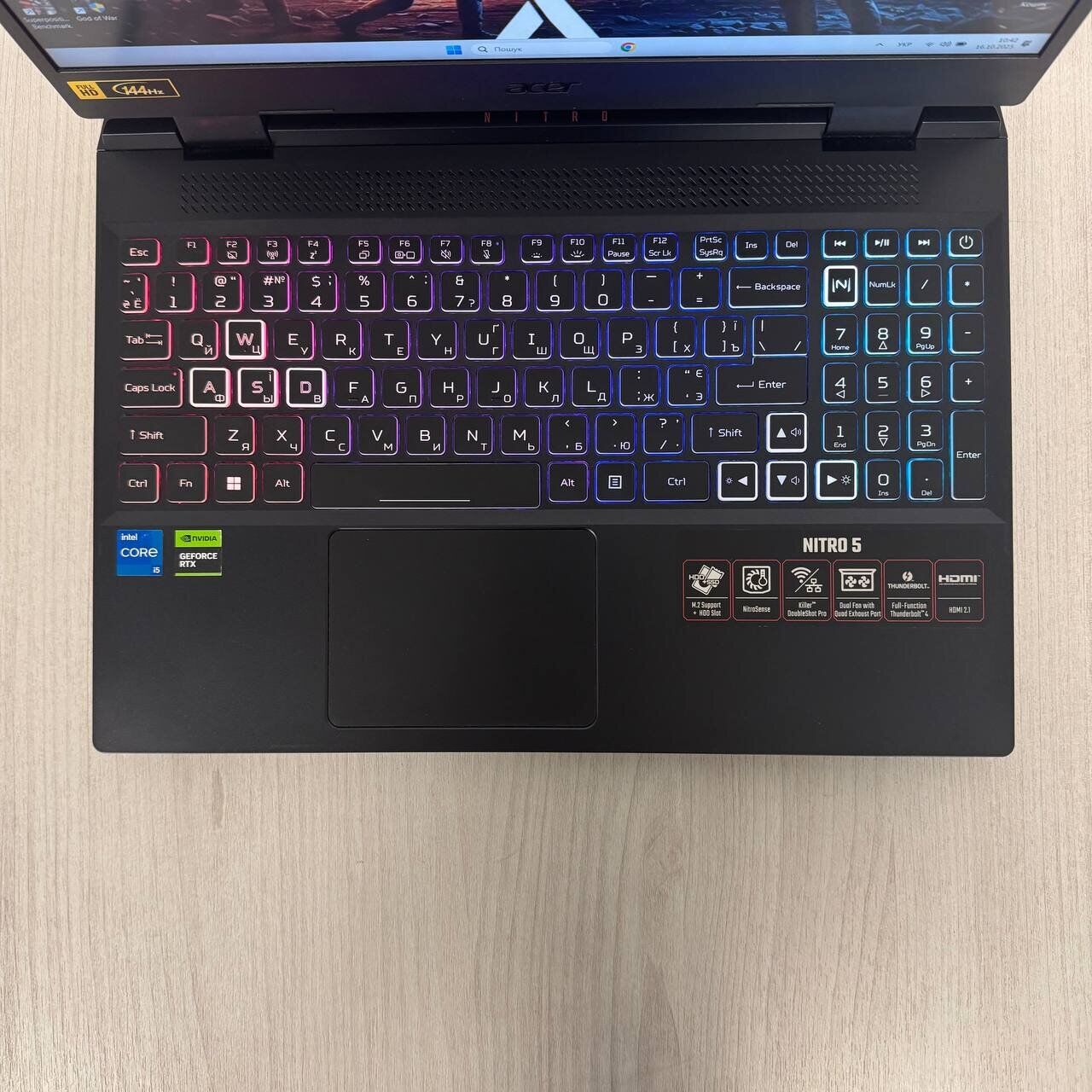 Ігровий ноутбук Б-клас Acer Nitro 5 AN515-58 / 15.6" (1920x1080) IPS / Intel Core i5-12450H (8 (12) ядер по 2.0 - 4.4 GHz) / 16 GB DDR5 / 1000 GB SSD NVMe / nVidia GeForce RTX 3050, 4 GB GDDR6, 128-bit / WebCam - Зображення 7