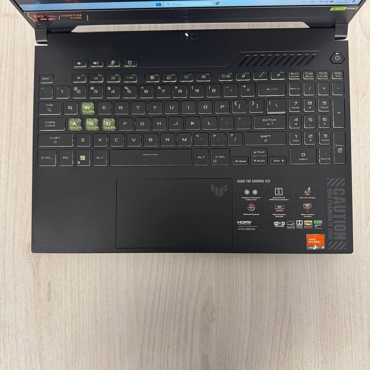 Ігровий ноутбук Asus TUF Gaming A15 FA507XV / 15.6" (1920x1080) IPS / AMD Ryzen 9 7940HS (8 (16) ядер по 4.0 - 5.2 GHz) / 16 GB DDR5 / 1000 GB SSD NVMe / nVidia GeForce RTX 4060, 8 GB GDDR6, 128-bit / WebCam - Зображення 7