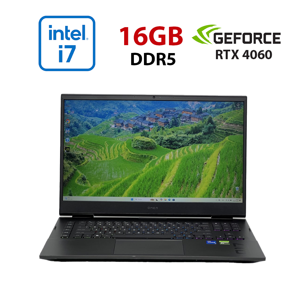 Ігровий ноутбук Б-клас HP Omen 17-cm2075nr / 17.3" (1920x1080) IPS / Intel Core i7-13700HX (16 (24) ядер по 1.5 - 5.0 GHz) / 16 GB DDR5 / 960 GB SSD / nVidia GeForce RTX 4060, 8 GB GDDR6, 128-bit / WebCam