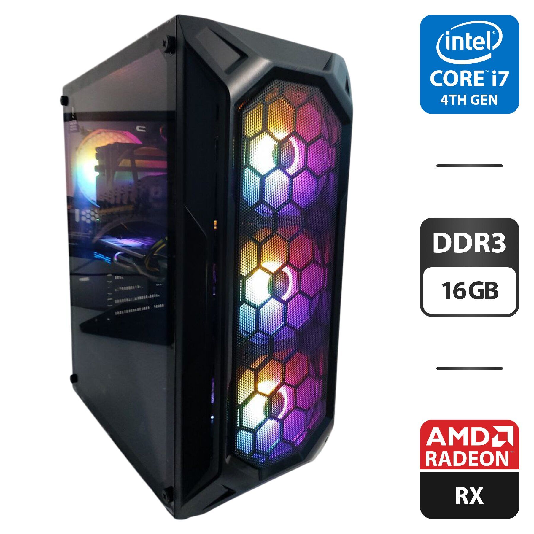 Комп'ютер 1stPlayer X6 Fire Base Tower / Intel Core i7-4790 (4 (8) ядер по 3.6 - 4.0 GHz) / 16 GB DDR3 / 512 GB SSD + 500 GB HDD / AMD Radeon RX 570, 8 GB GDDR5, 256-bit / 400W