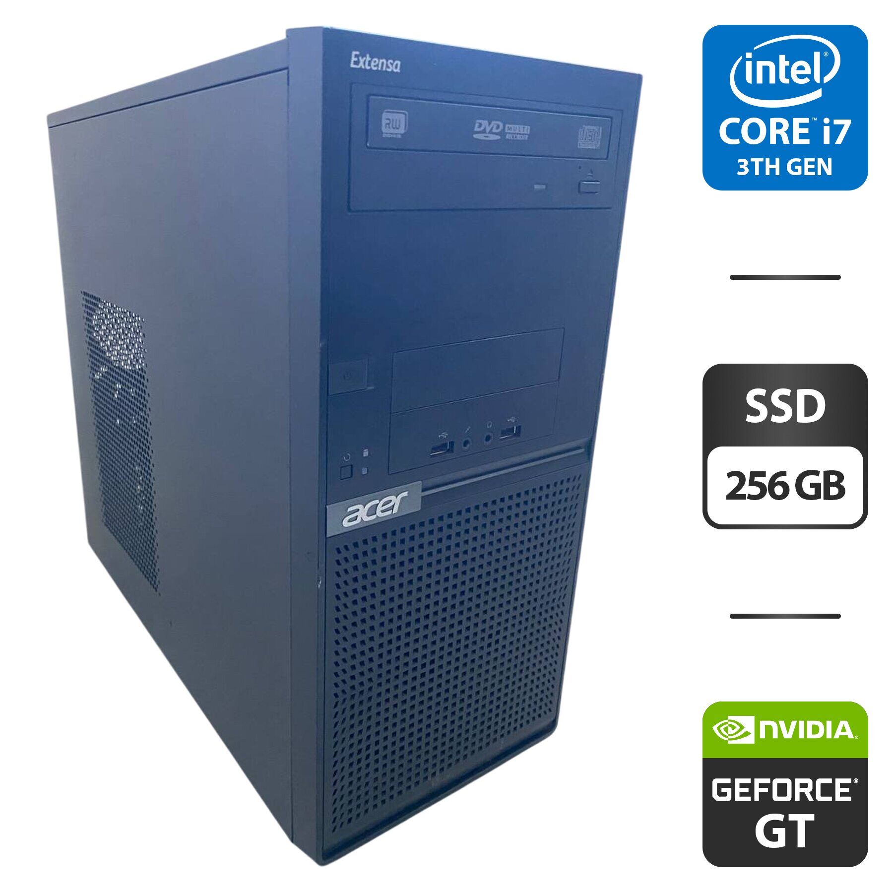 Комп'ютер Acer Extensa M2610 Tower / Intel Core i7-3770 (4 (8) ядра по 3.4 - 3.9 GHz) / 16 GB DDR3 / 256 GB SSD / nVidia GeForce GT 710, 2 GB GDDR3, 64-bit / DVD-ROM